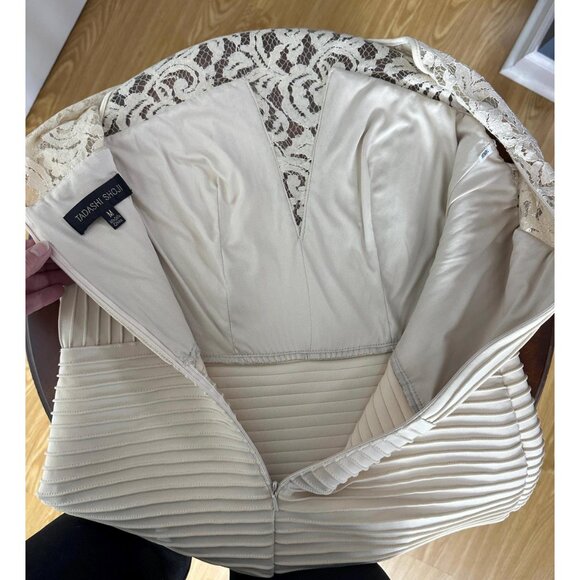 Vintage bodycon dress by Tadashi Shoji with lace bodice and back Size M - Picture 7 of 8